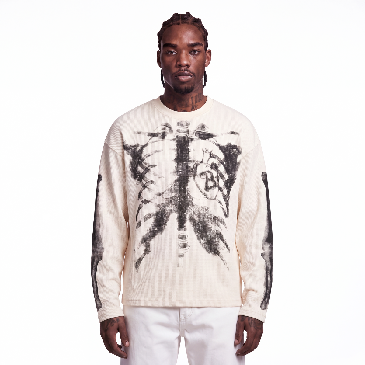 X-Ray Skeleton | Waffle Long Sleeve T-Shirt beige