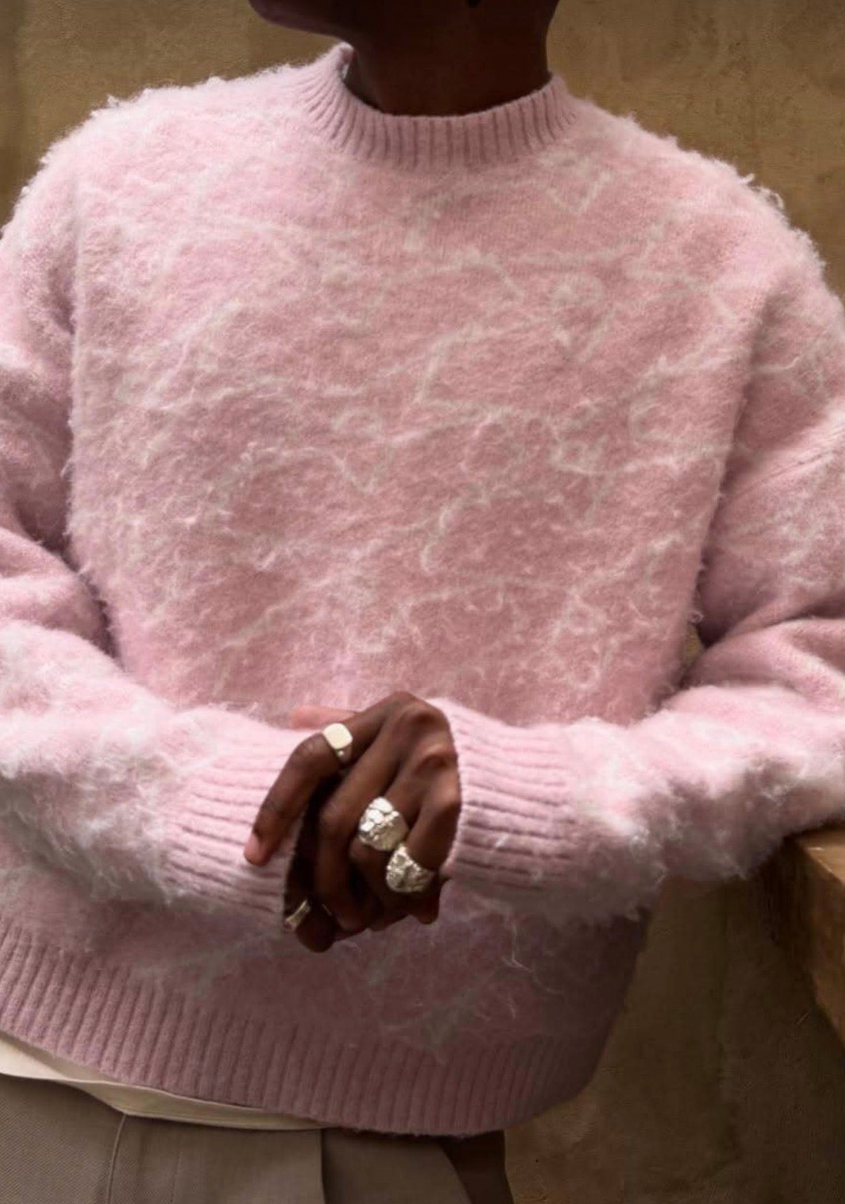 PRINTED ROUND NECK JUMPER - BERSHKA