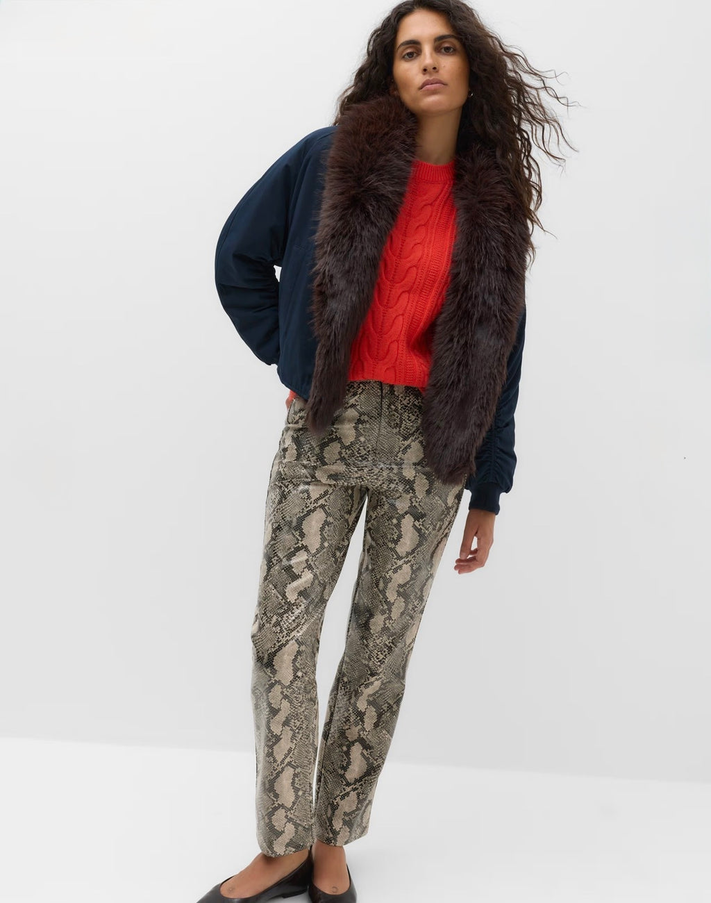 Faux Leather High Waisted Straight
Leg Trousers