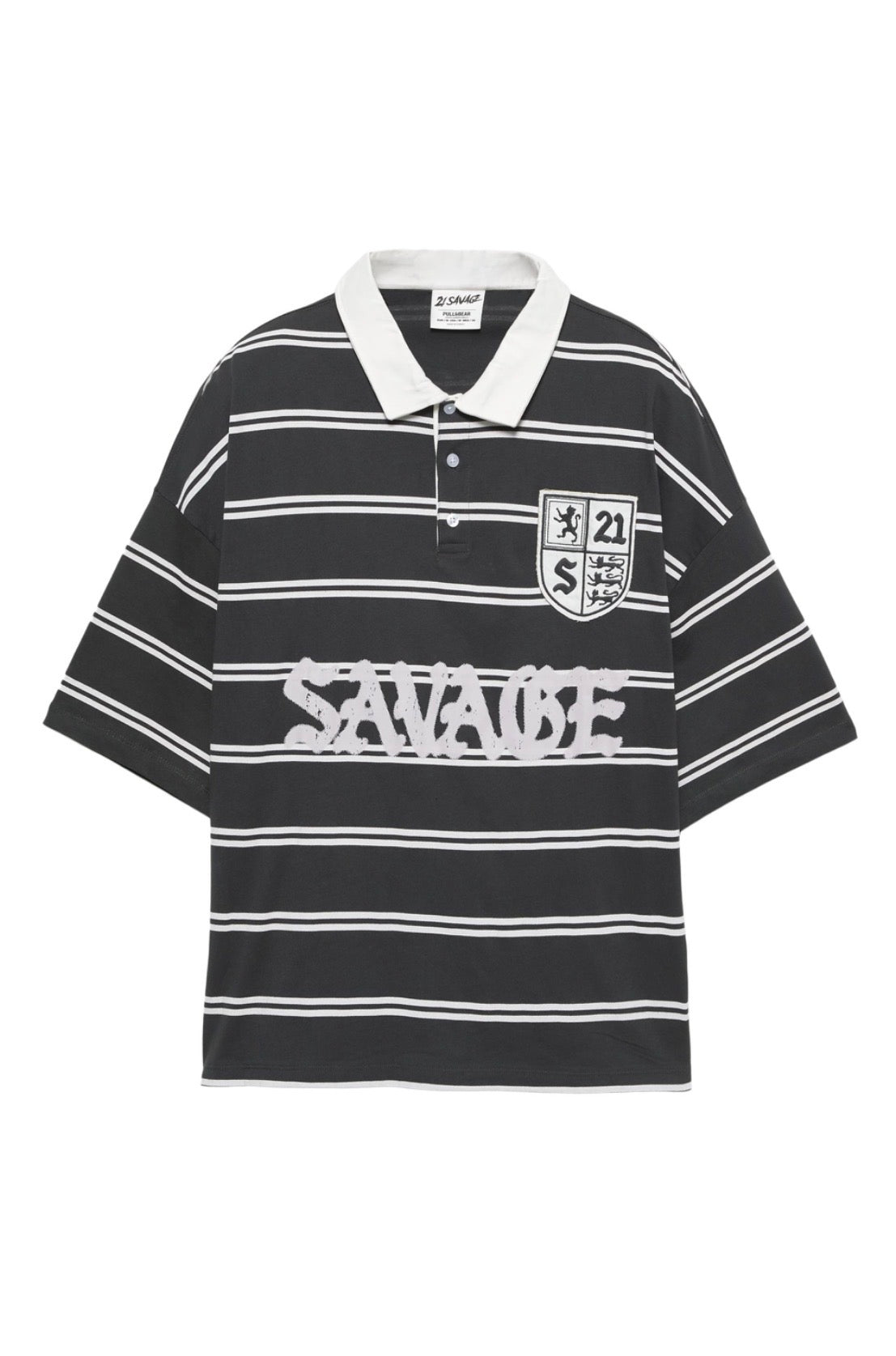 21 SAVAGE STRIPED POLO SHIRT - P&B