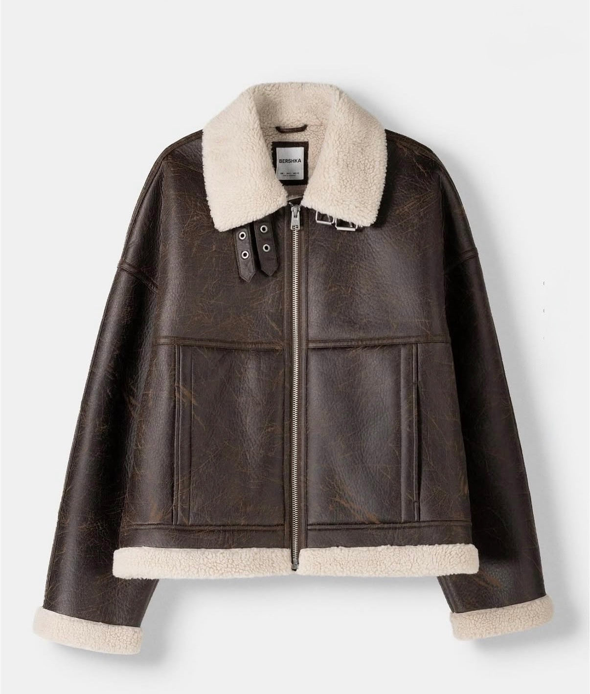 LEATHER EFFECT BOXY FIT JACKET - BERSHKA