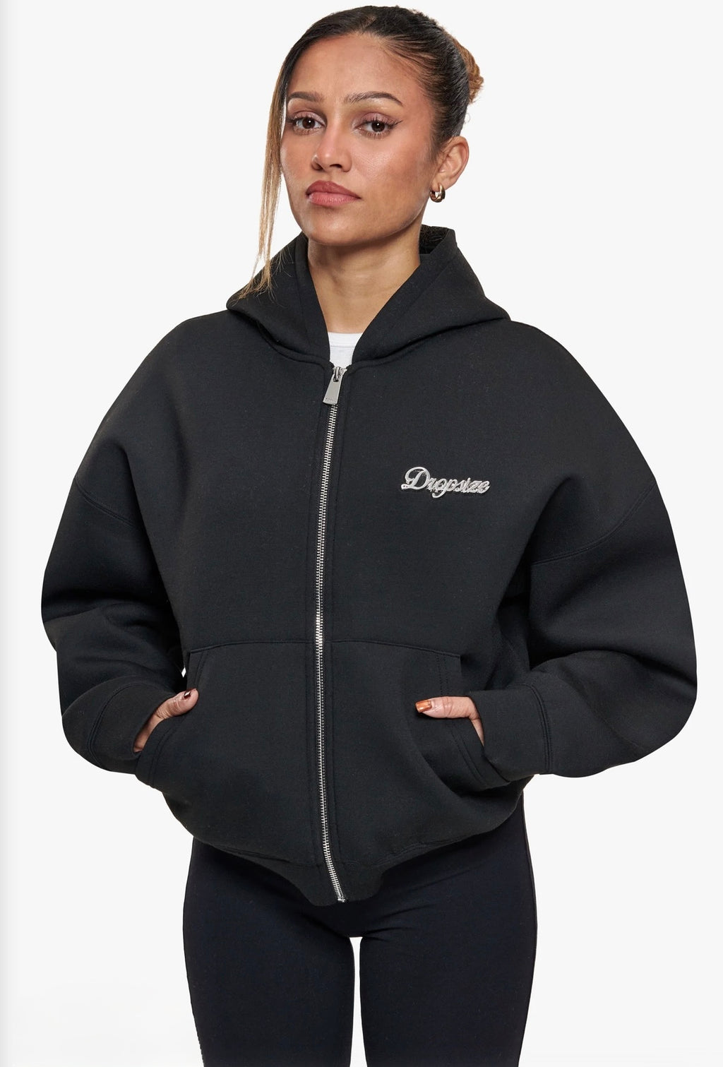 WOMEN SCUBA ZIP-HOODIE BLACK - DROPSIZE