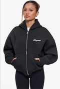 WOMEN SCUBA ZIP-HOODIE BLACK - DROPSIZE
