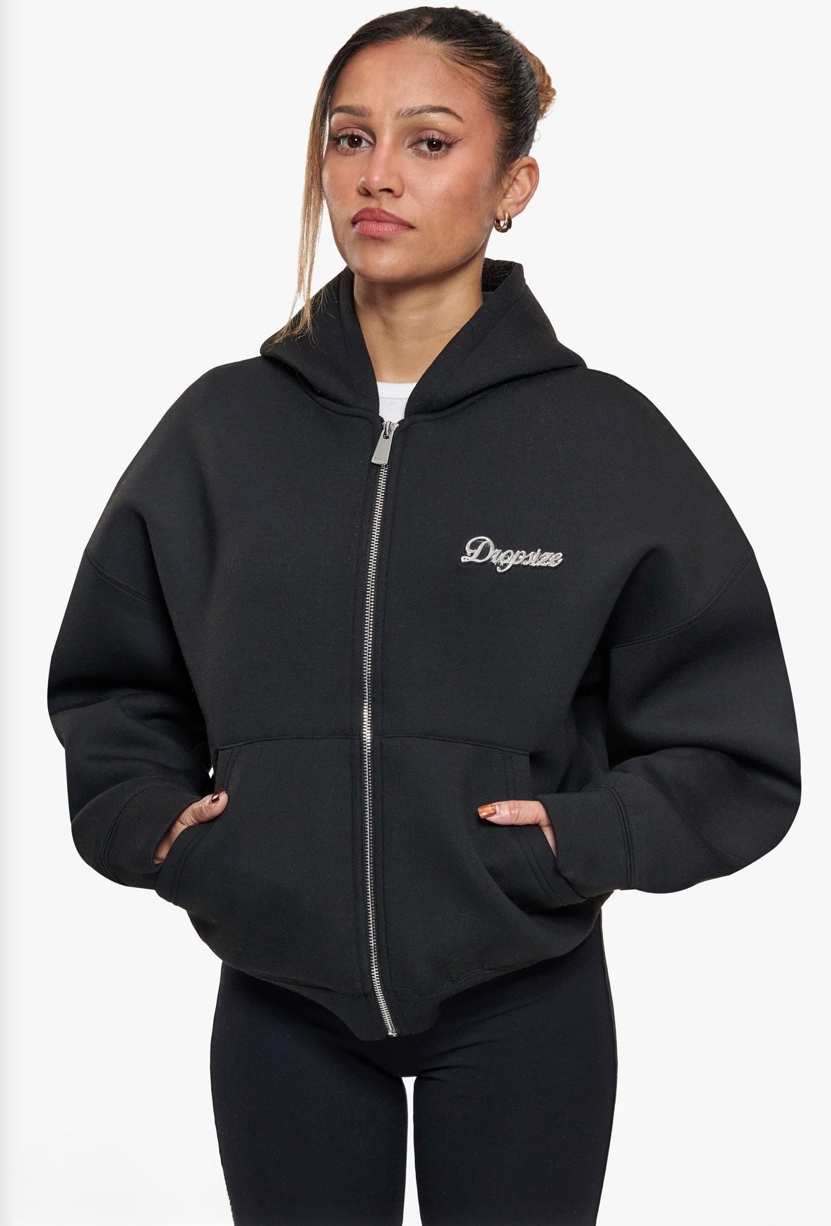WOMEN SCUBA ZIP-HOODIE BLACK - DROPSIZE