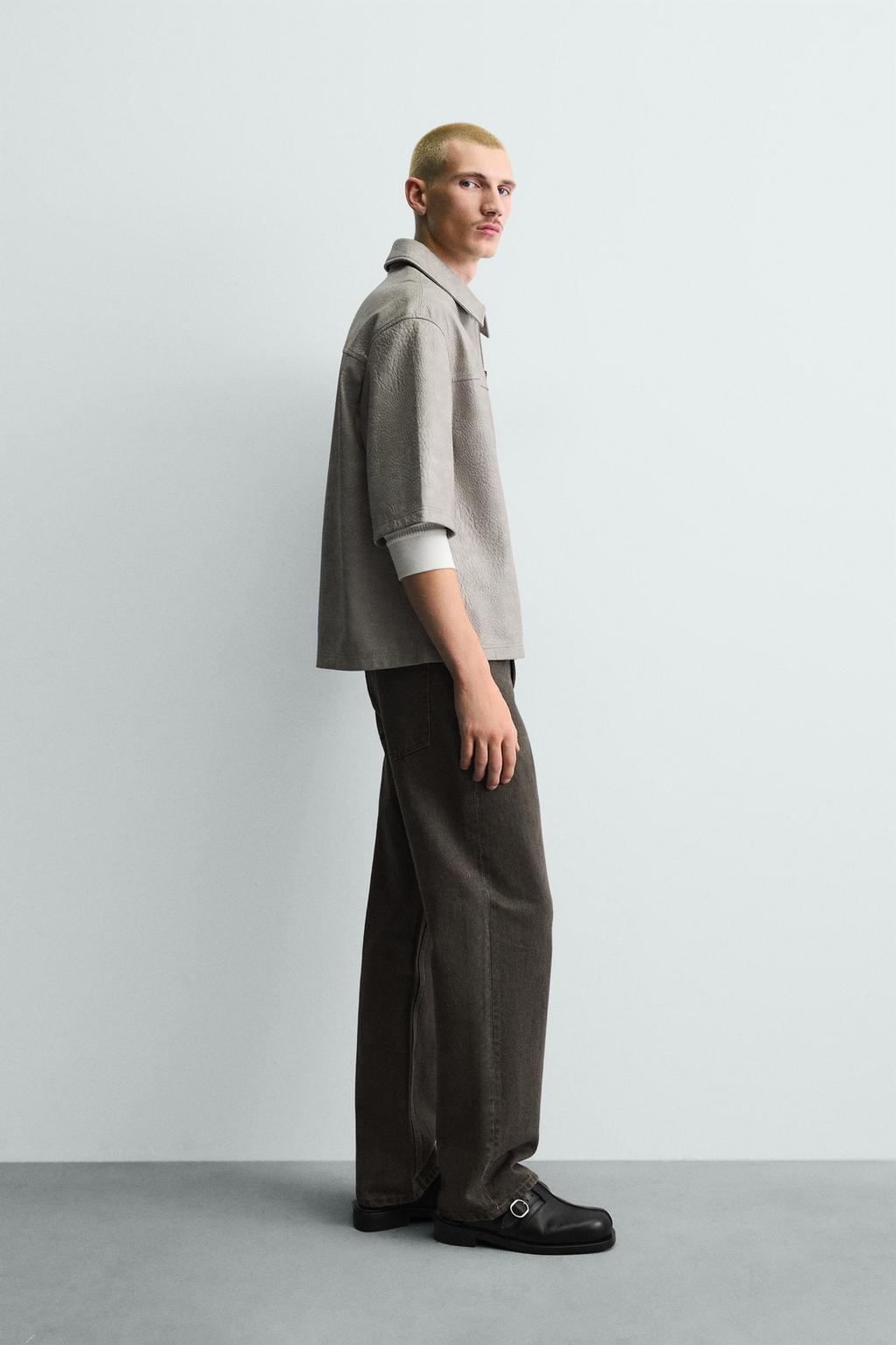 RELAXED FIT FAUX LEATHER - ZARA