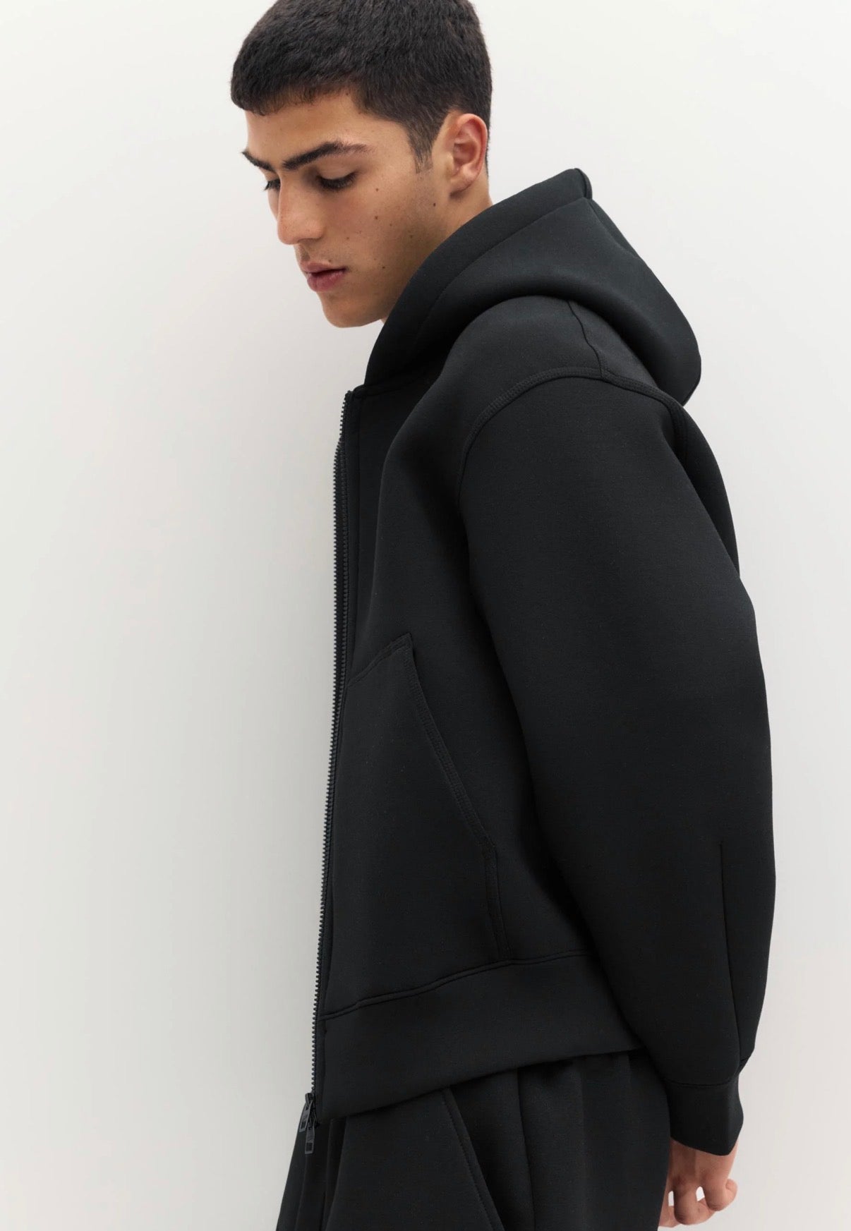 NEOPRENE-EFFECT HOODIE-P&B