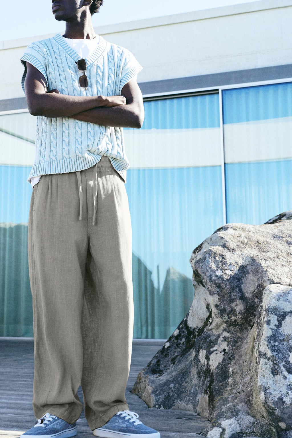 LINEN BLEND JOGGER TROUSERS P&B