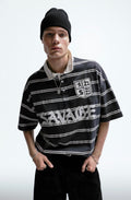 21 SAVAGE STRIPED POLO SHIRT - P&B