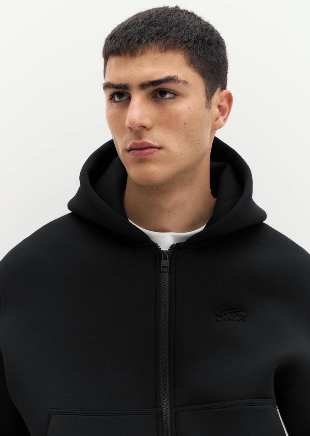 NEOPRENE-EFFECT HOODIE-P&B