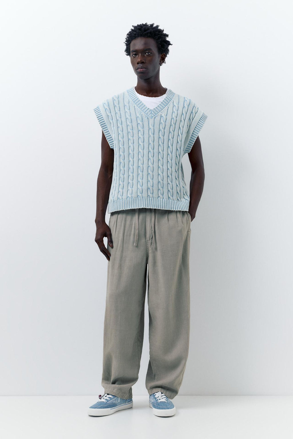 LINEN BLEND JOGGER TROUSERS P&B