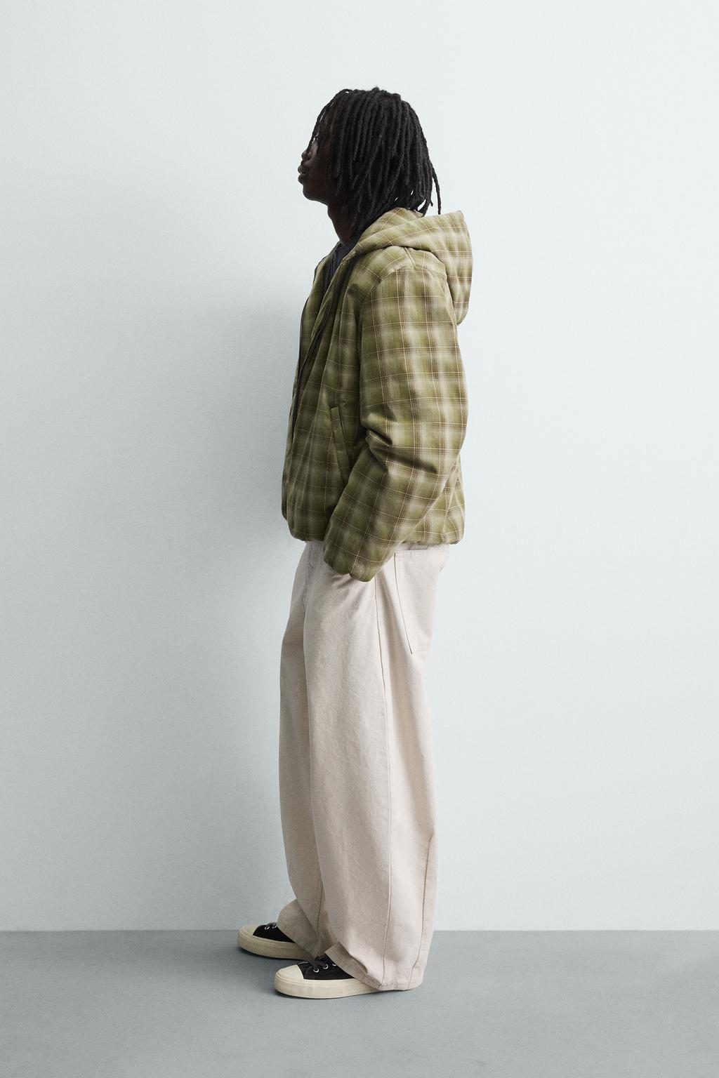 CHECKED HOODIE JACKET - ZARA