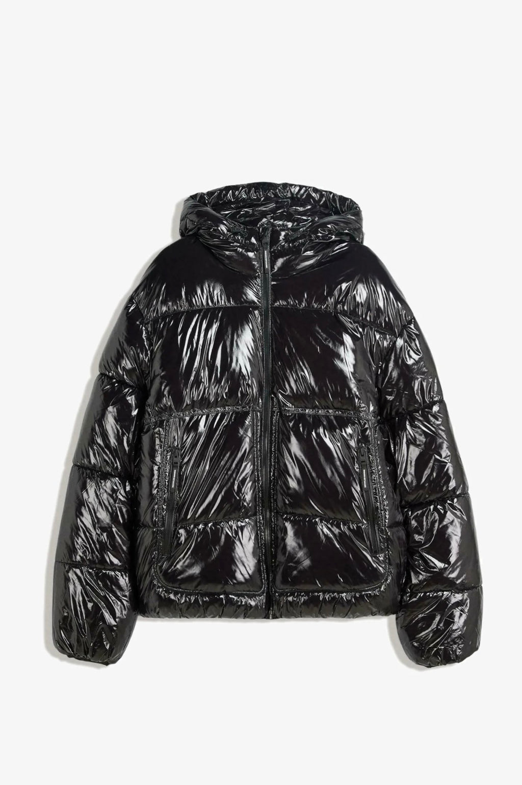 Bershka
SHINY PUFFER WITH HOOD - Winter jacket - black