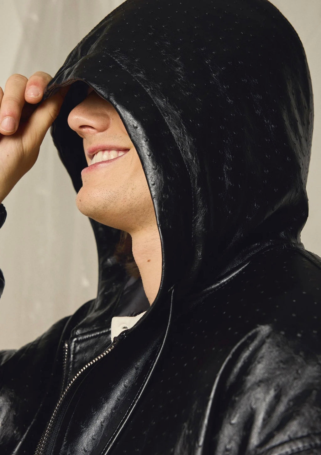 FAUX LEATHER HOODED JACKET - BERSHKA