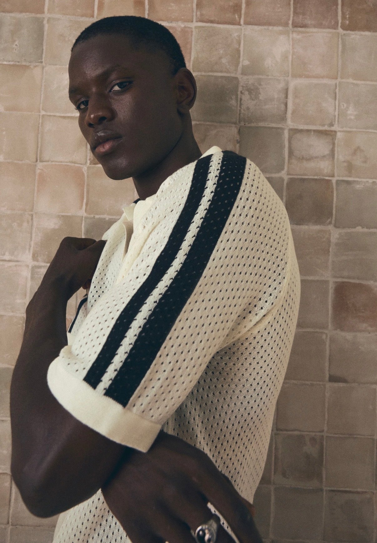 MESH POLO SHIRT- BERSHKA