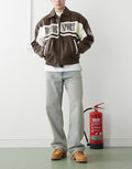 Bershka vintage varsity bomber in brown