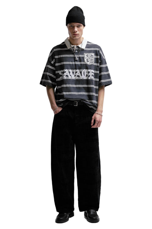 21 SAVAGE STRIPED POLO SHIRT - P&B