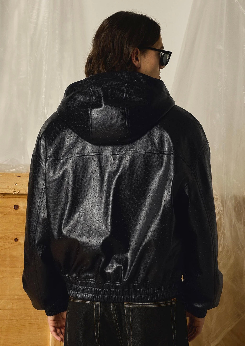 FAUX LEATHER HOODED JACKET - BERSHKA