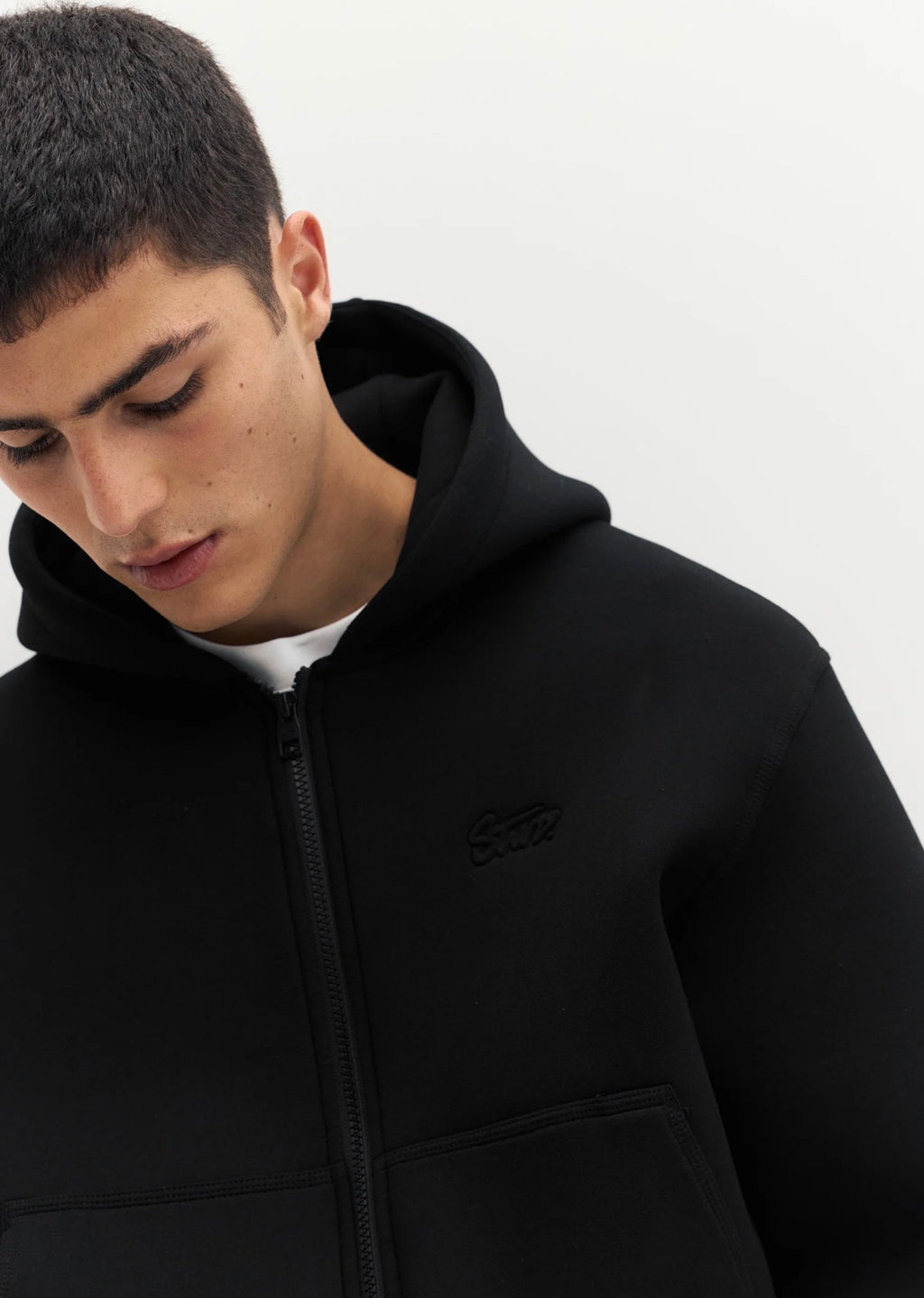 NEOPRENE-EFFECT HOODIE-P&B