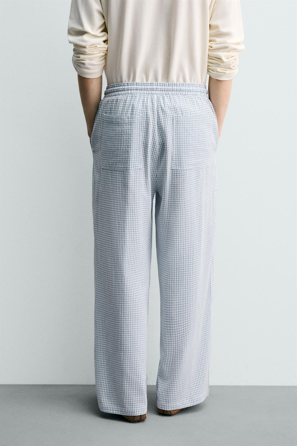 RELAXED FIT TEXTURED CHECK TROUSERS - ZARA