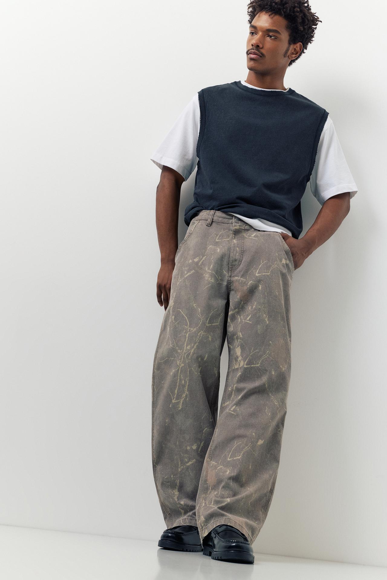 PRINTED WIDE-LEG TROUSERS - P&B
