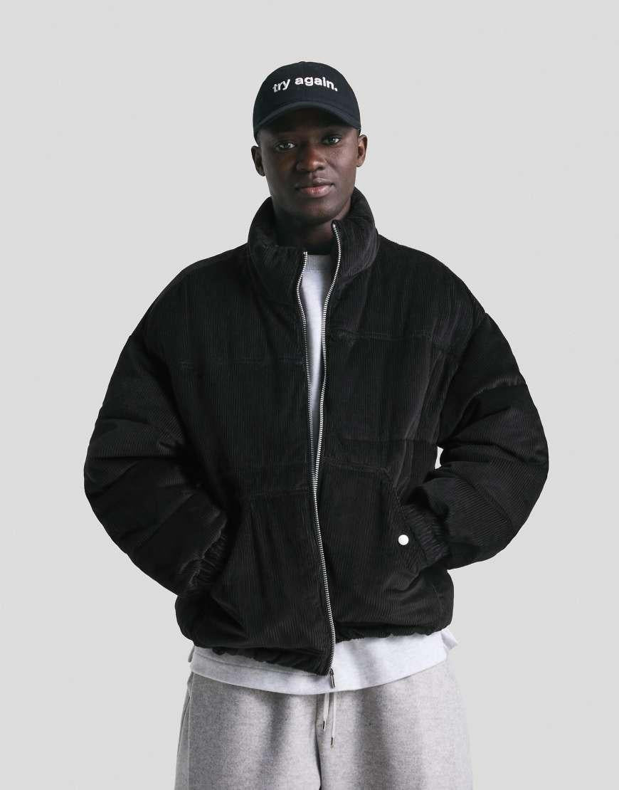 Men's black Corduroy Puffer Jacket