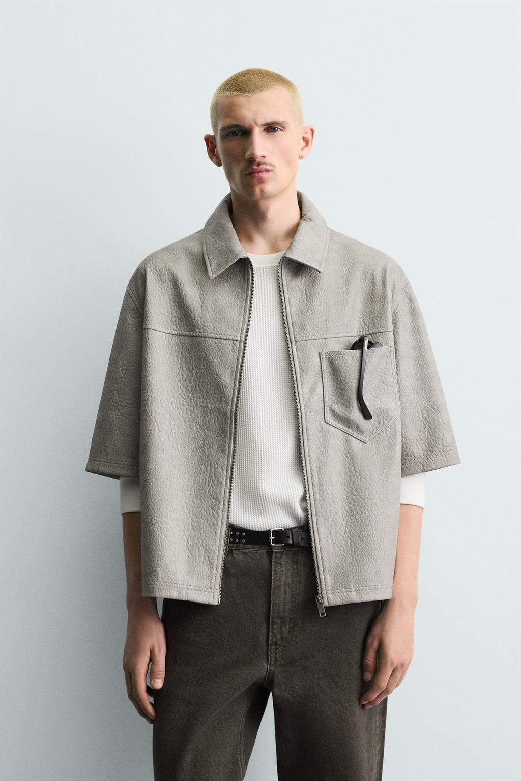 RELAXED FIT FAUX LEATHER - ZARA