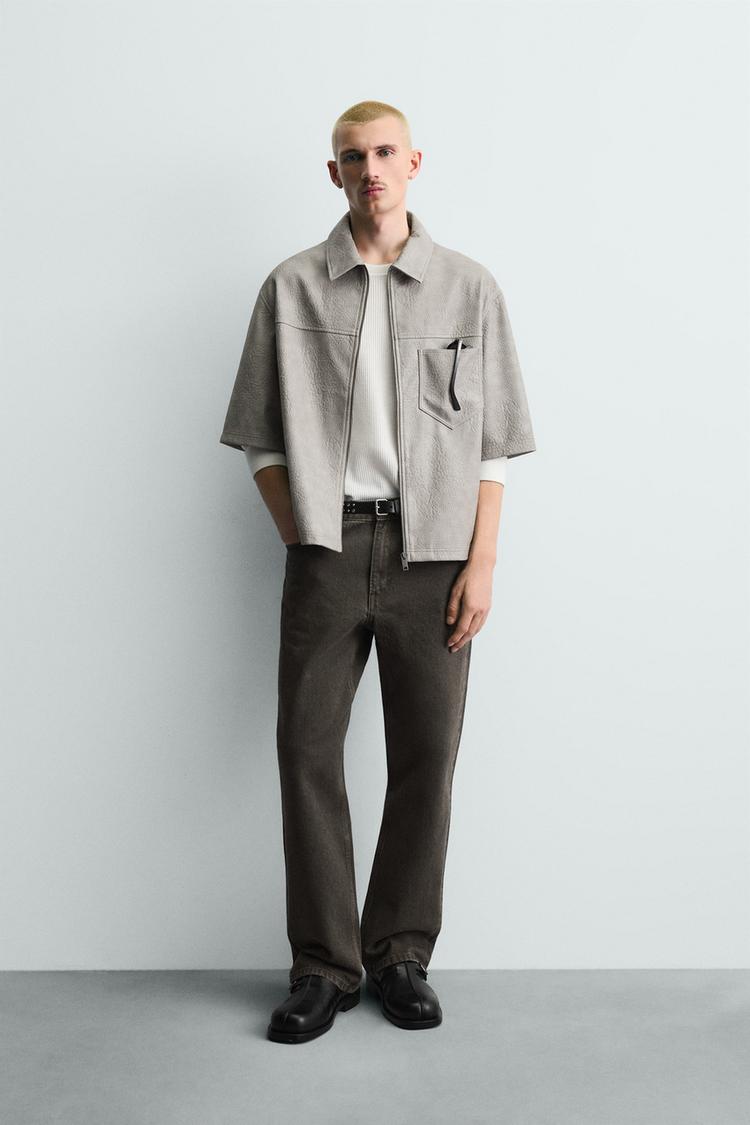 RELAXED FIT FAUX LEATHER - ZARA