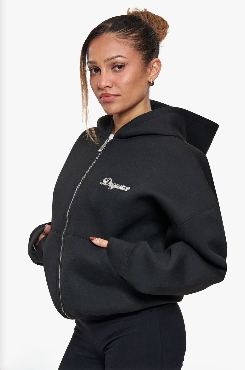 WOMEN SCUBA ZIP-HOODIE BLACK - DROPSIZE