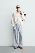 RELAXED FIT TEXTURED CHECK TROUSERS - ZARA