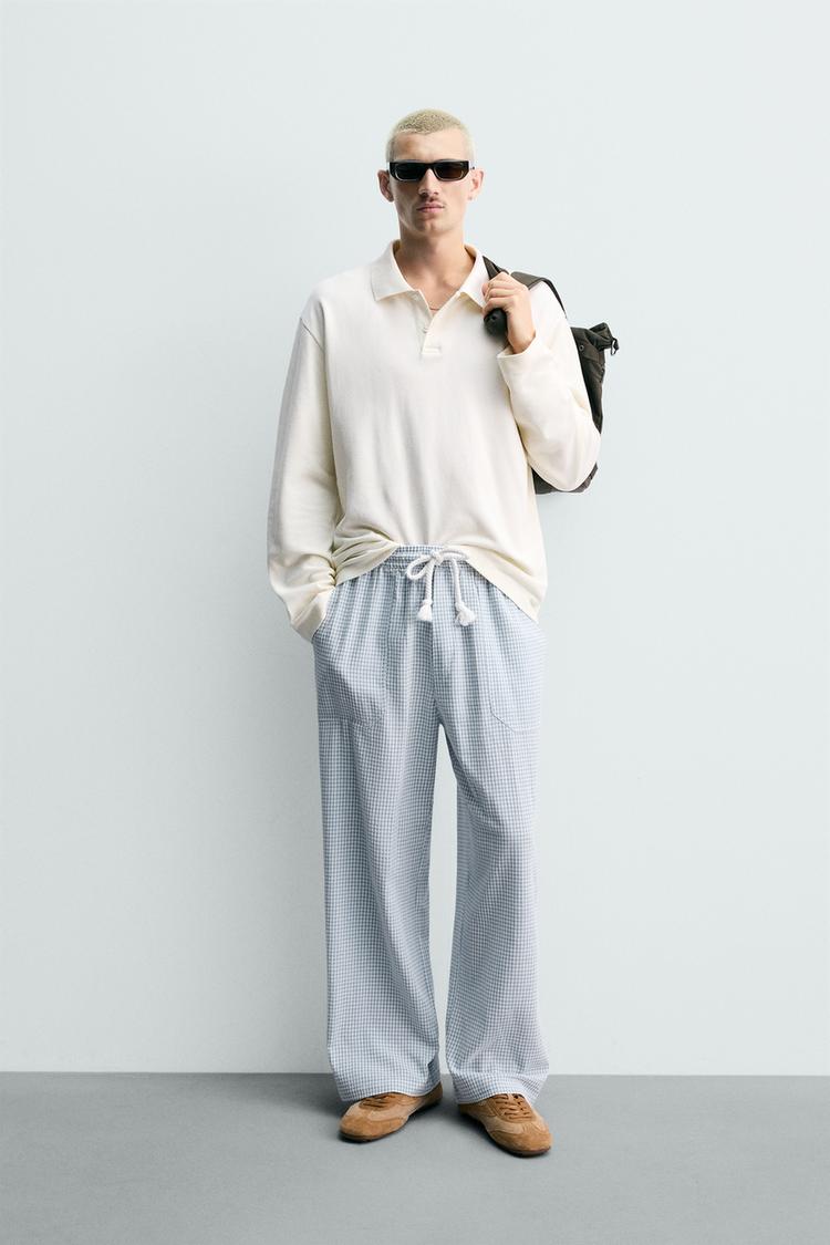 RELAXED FIT TEXTURED CHECK TROUSERS - ZARA