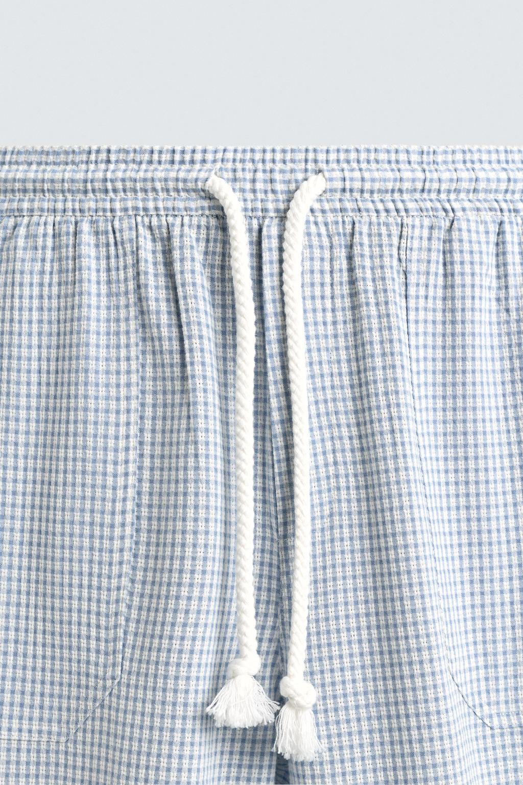 RELAXED FIT TEXTURED CHECK TROUSERS - ZARA