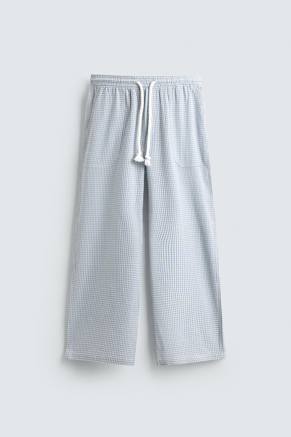 RELAXED FIT TEXTURED CHECK TROUSERS - ZARA