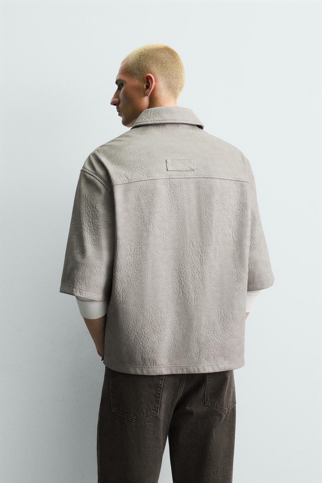 RELAXED FIT FAUX LEATHER - ZARA