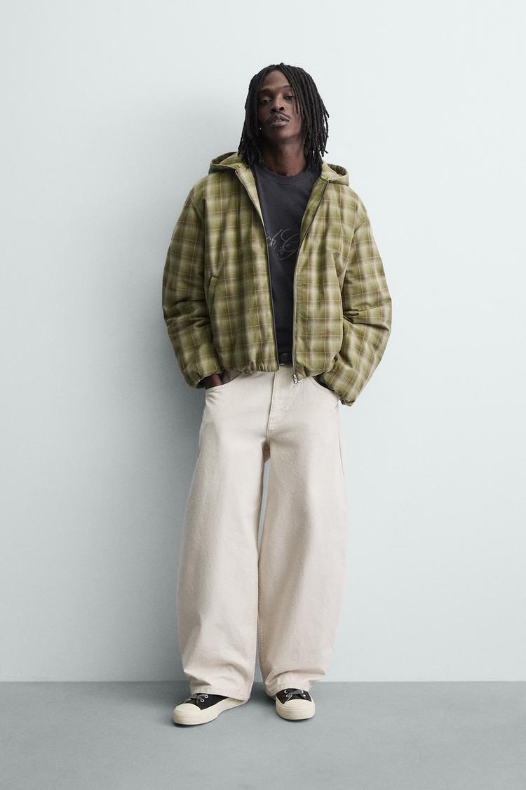 CHECKED HOODIE JACKET - ZARA