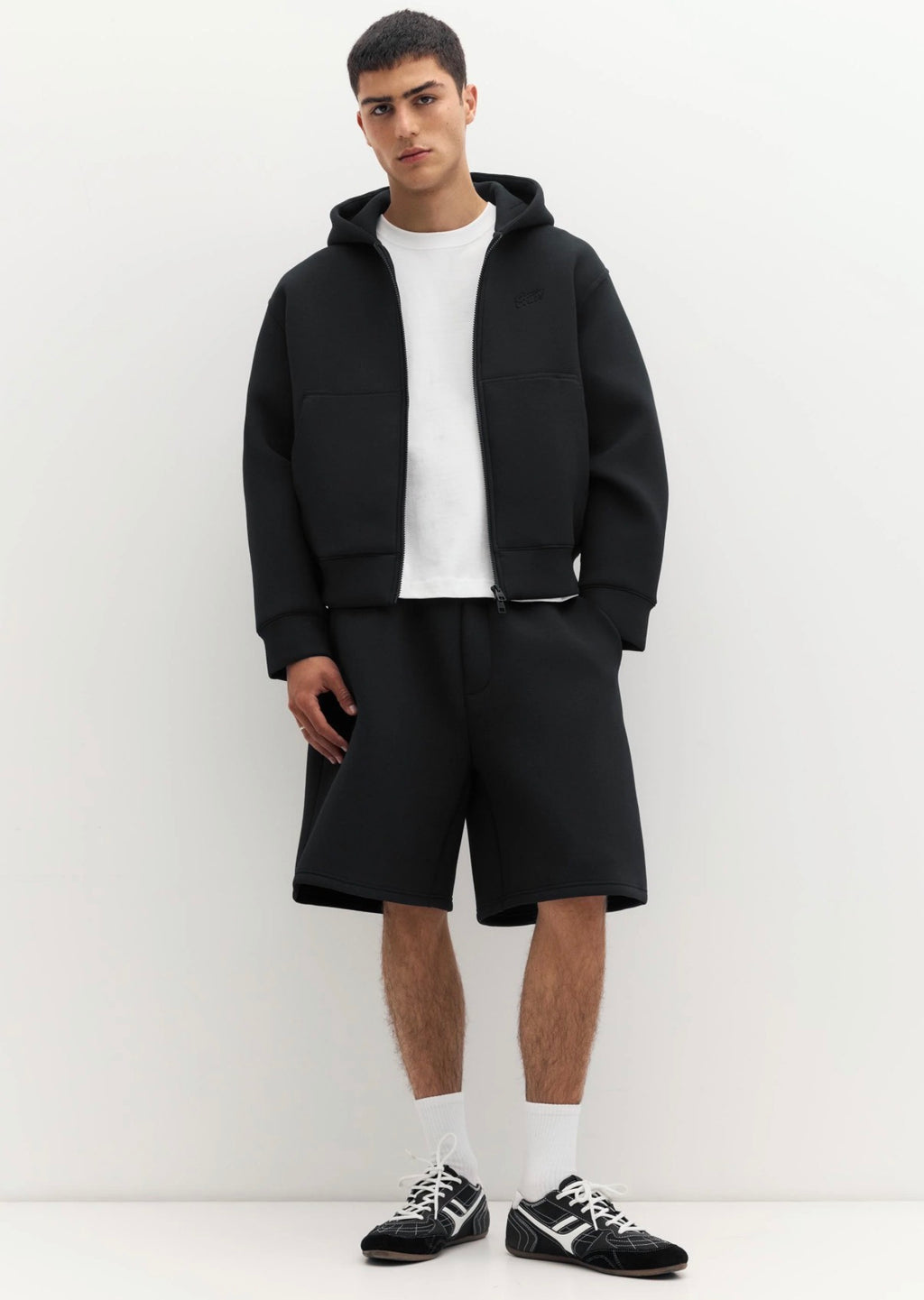 NEOPRENE-EFFECT HOODIE-P&B