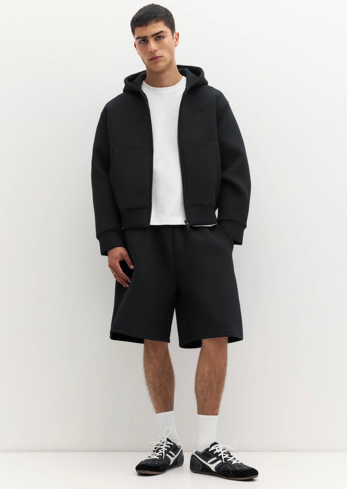 NEOPRENE-EFFECT HOODIE-P&B