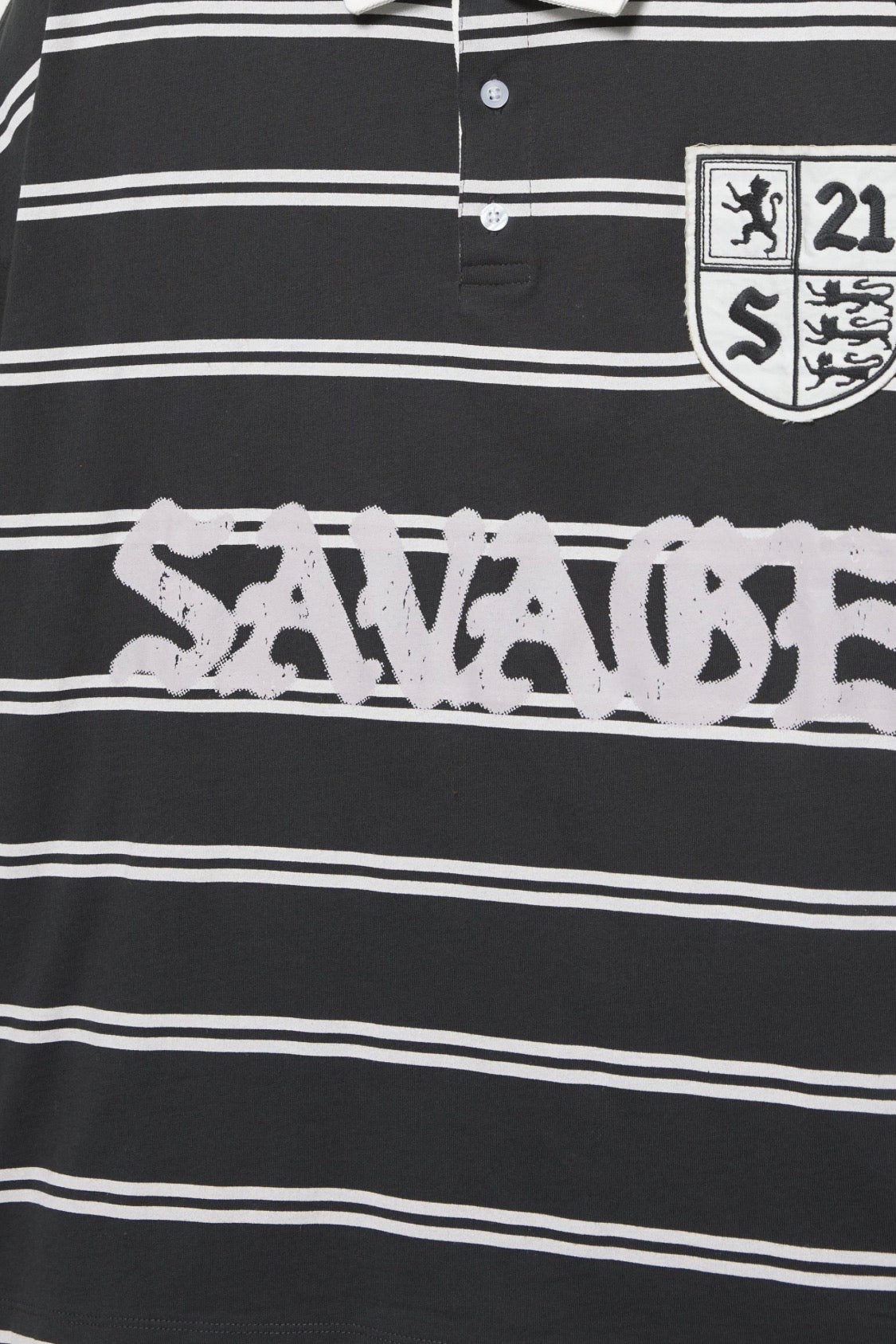 21 SAVAGE STRIPED POLO SHIRT - P&B