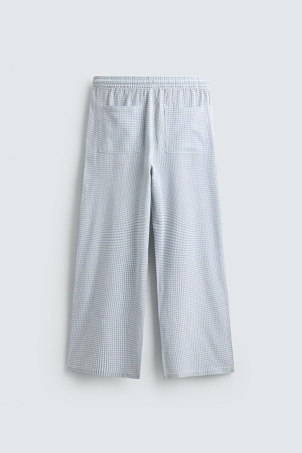 RELAXED FIT TEXTURED CHECK TROUSERS - ZARA