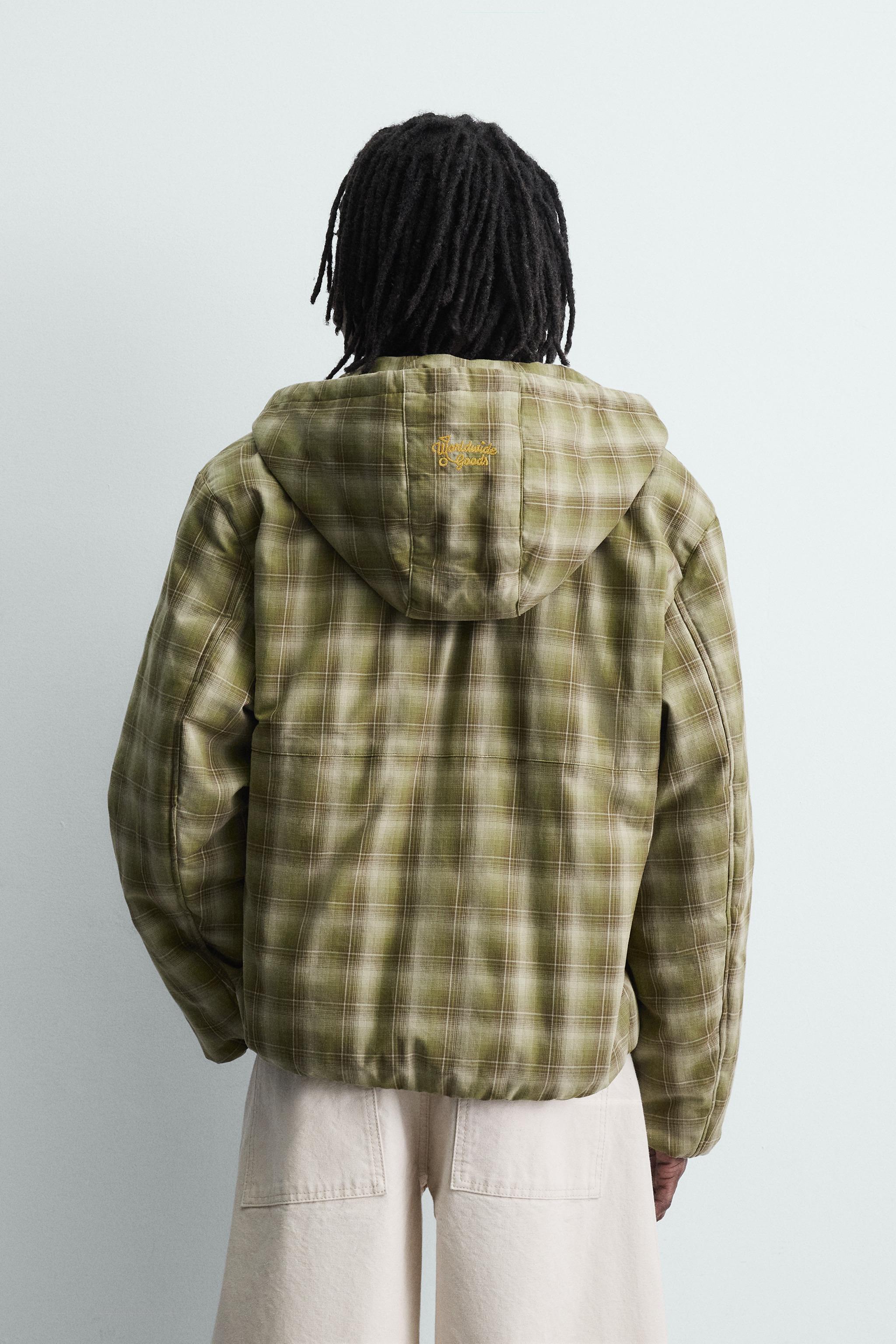 CHECKED HOODIE JACKET - ZARA