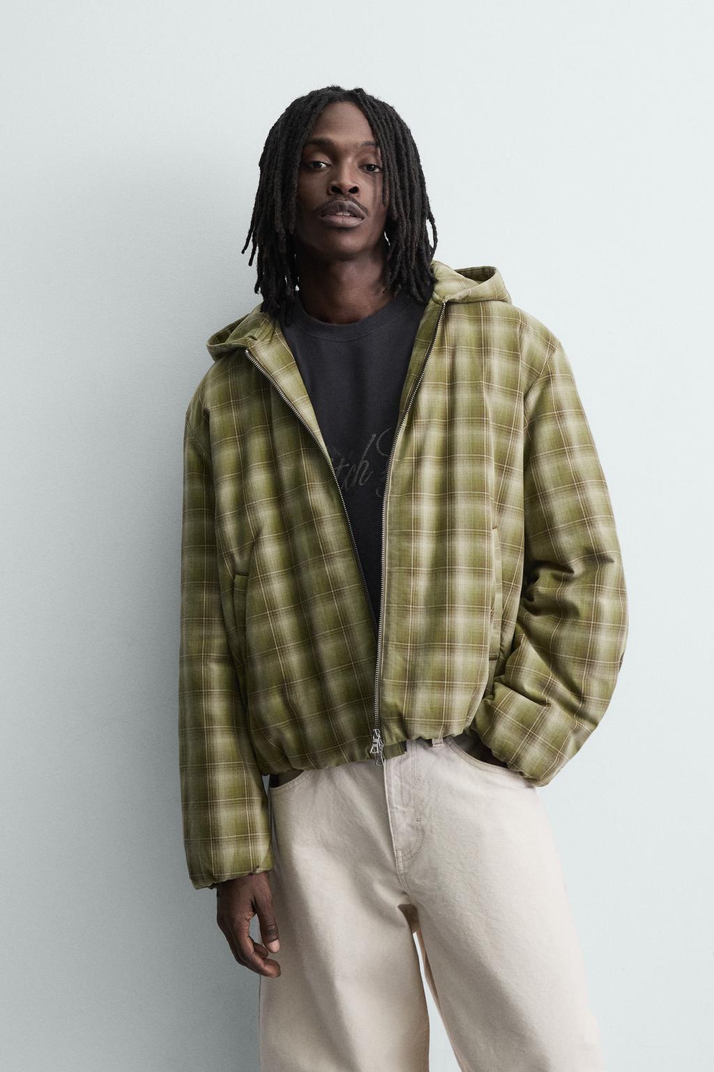 CHECKED HOODIE JACKET - ZARA