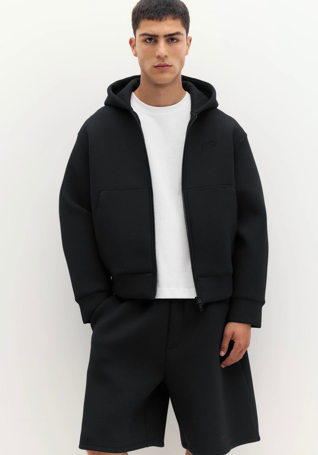 NEOPRENE-EFFECT HOODIE-P&B