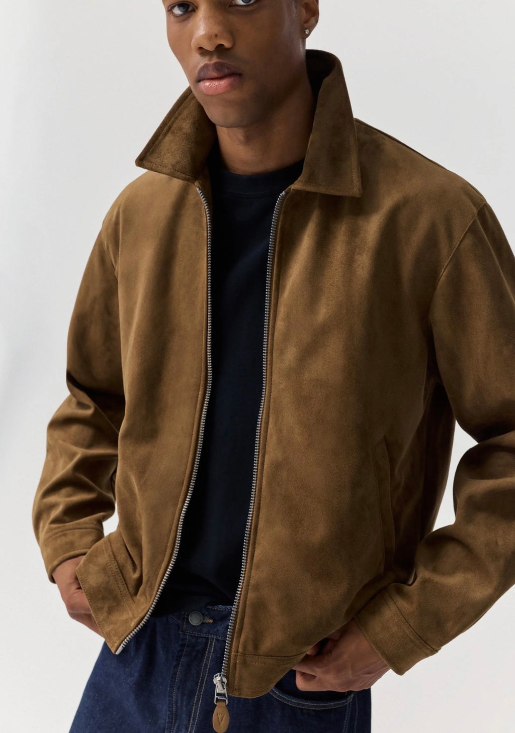 FAUX SUEDE BROWN JACKET - P&B