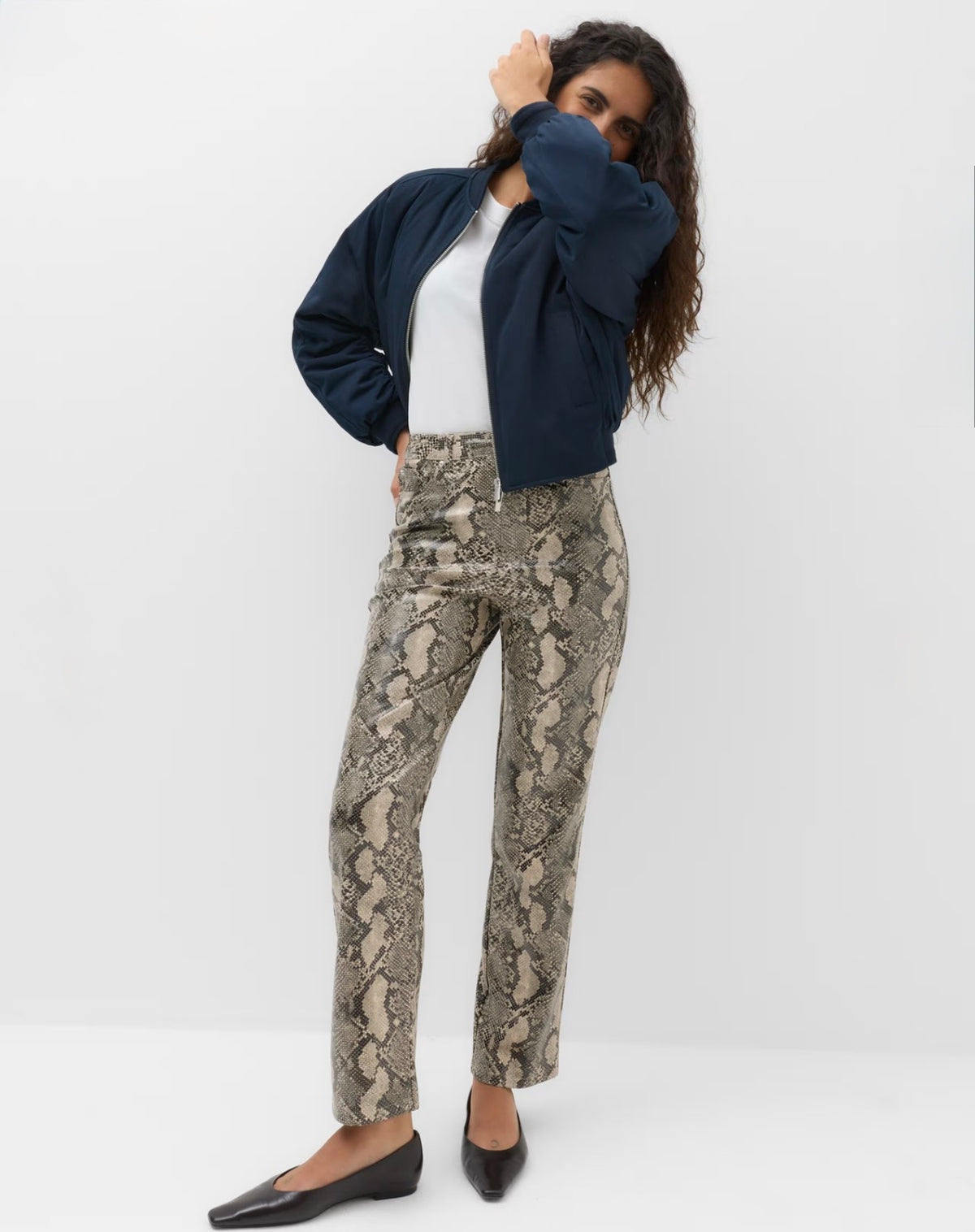 Faux Leather High Waisted Straight
Leg Trousers