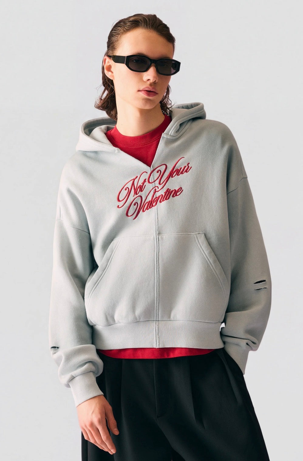 WASHED EFFECT CROPPED HOODIE - BERSHKA