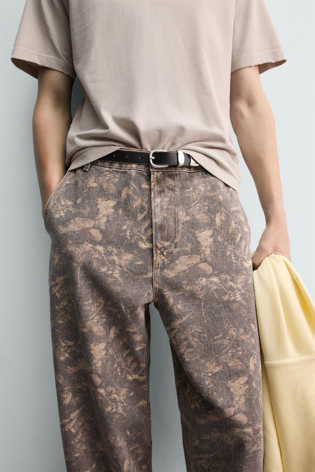 LEAF PRINT TROUSERS - ZARA
