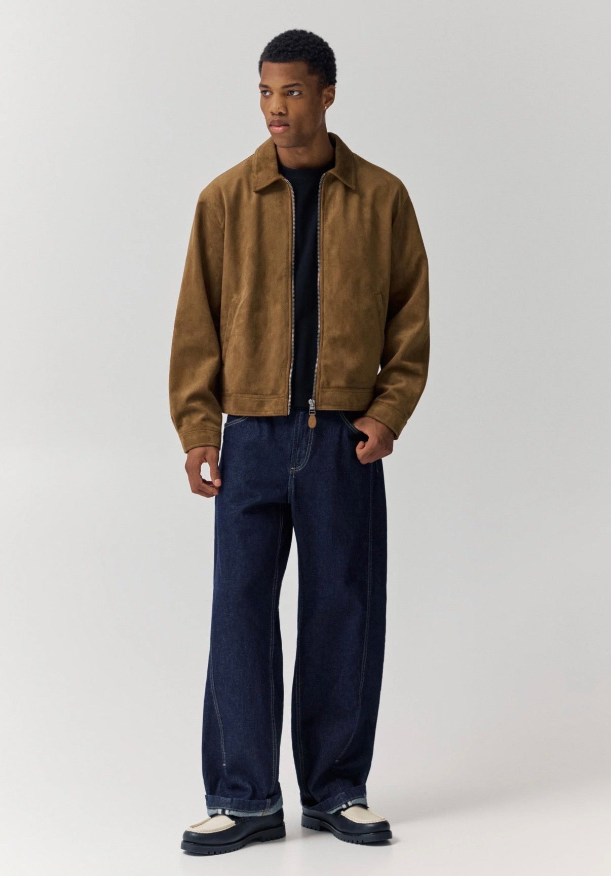 FAUX SUEDE BROWN JACKET - P&B