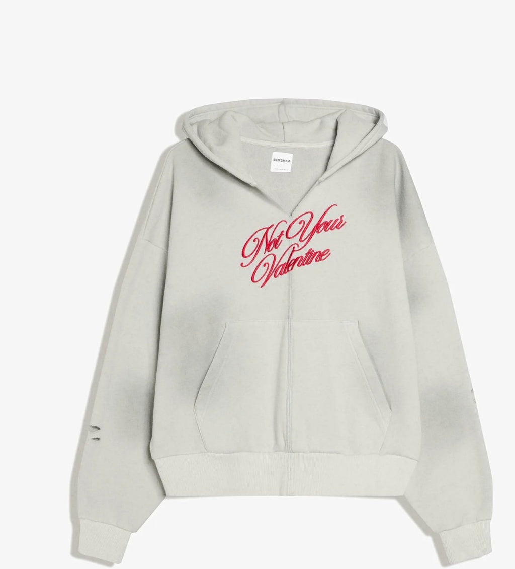 WASHED EFFECT CROPPED HOODIE - BERSHKA