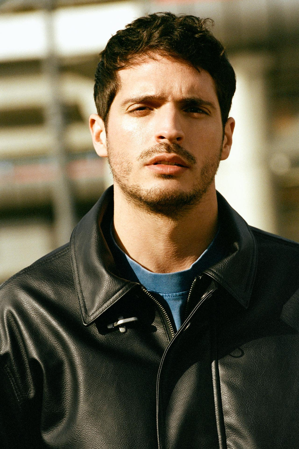 LEATHER JACKET WITH TOGGLES - P&B