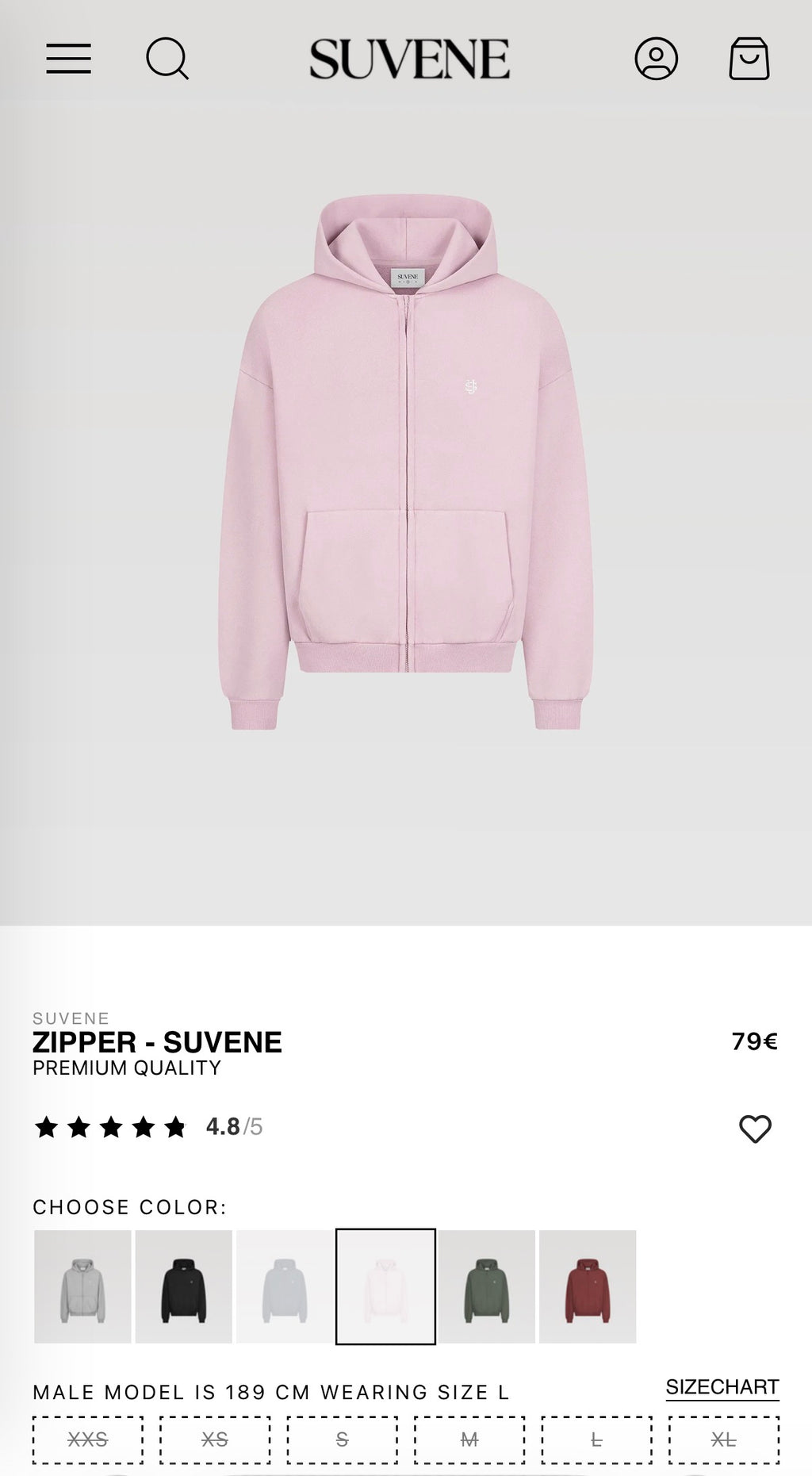ZIP UP HOODIE - PINK - SUVENE
