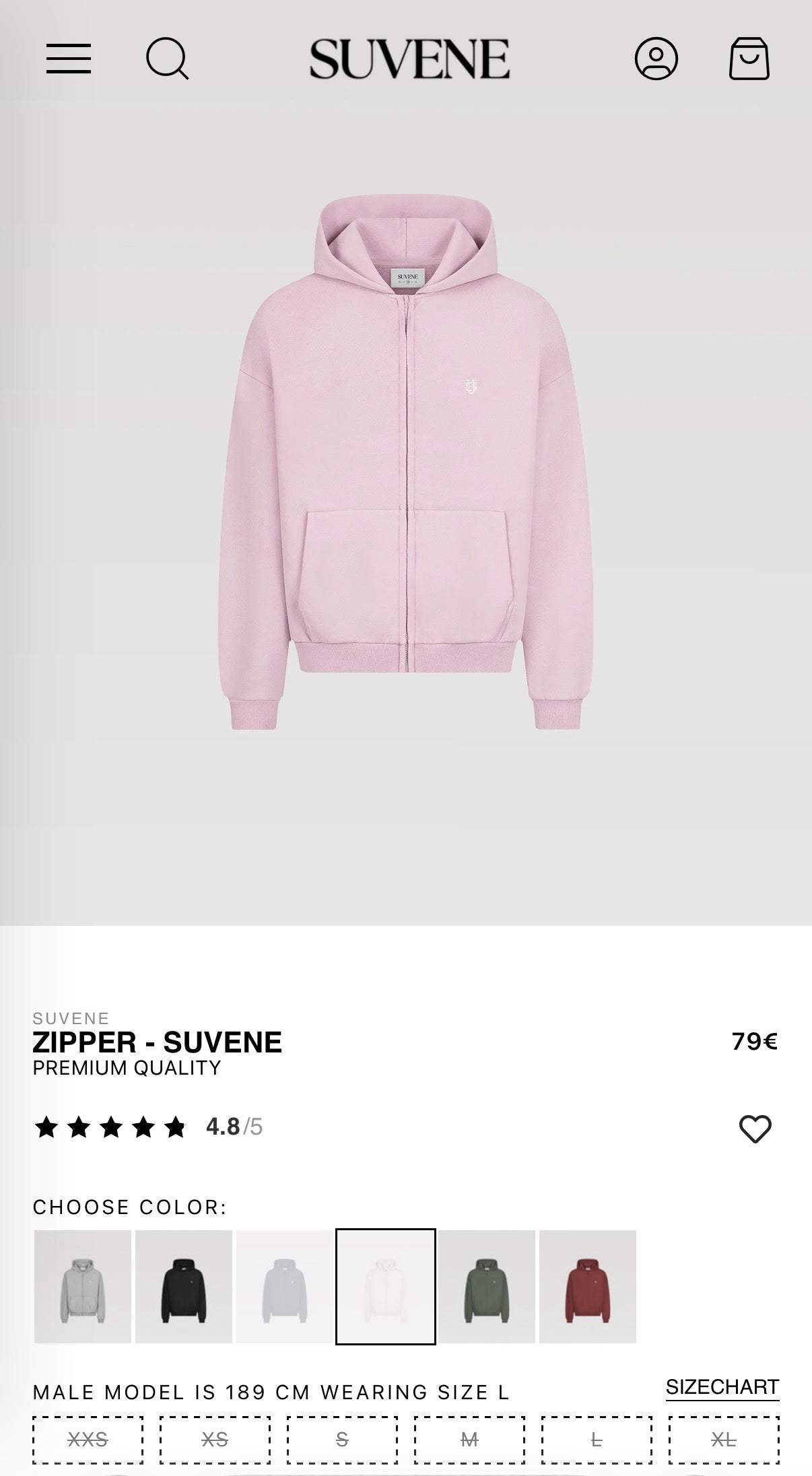 ZIP UP HOODIE - PINK - SUVENE